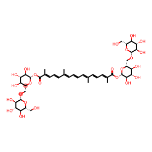 6-O-β-D-glucopyranosyl-1-O-[(2E,4E,6E,8E,10Z,12E,14Z)-16-{[(6-O-β-D-glucopyranosyl-β-D-glucopyranosyl)oxy]methyl}-2,6,11,15-tetramethylheptadeca-2,4,6,8,10,12,14,16-octaenoyl]-β-D-glucopyranose