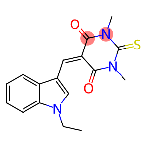 5-[(1-ethyl-1H-indol-3-yl)methylidene]-1,3-dimethyl-2-thioxodihydropyrimidine-4,6(1H,5H)-dione