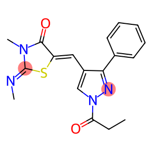 3-methyl-2-(methylimino)-5-[(3-phenyl-1-propionyl-1H-pyrazol-4-yl)methylene]-1,3-thiazolidin-4-one