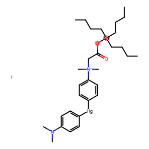 Benzenaminium,4-[[4-(dimethylamino)phenyl]mercurio]-N,N-dimethyl-N-[2-oxo-2-[(tributylstannyl)oxy]ethyl]-,iodide (9CI)