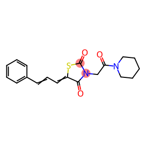 3-[2-oxo-2-(1-piperidinyl)ethyl]-5-(3-phenyl-2-propenylidene)-1,3-thiazolidine-2,4-dione
