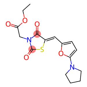 ethyl (2,4-dioxo-5-{[5-(1-pyrrolidinyl)-2-furyl]methylene}-1,3-thiazolidin-3-yl)acetate