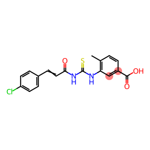 BENZOIC ACID, 3-[[[[3-(4-CHLOROPHENYL)-1-OXO-2-PROPENYL]AMINO]THIOXOMETHYL]AMINO]-4-METHYL-