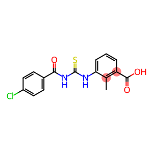 BENZOIC ACID, 3-[[[(4-CHLOROBENZOYL)AMINO]THIOXOMETHYL]AMINO]-2-METHYL-