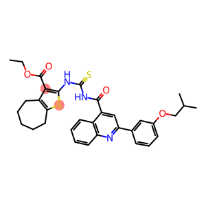 ethyl 2-{[({[2-(3-isobutoxyphenyl)-4-quinolinyl]carbonyl}amino)carbothioyl]amino}-5,6,7,8-tetrahydro-4H-cyclohepta[b]thiophene-3-carboxylate