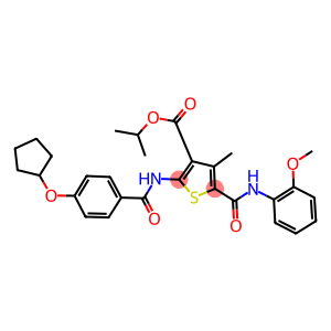 isopropyl 2-{[4-(cyclopentyloxy)benzoyl]amino}-5-[(2-methoxyanilino)carbonyl]-4-methyl-3-thiophenecarboxylate