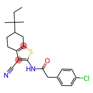 2-(4-chlorophenyl)-N-(3-cyano-6-tert-pentyl-4,5,6,7-tetrahydro-1-benzothien-2-yl)acetamide