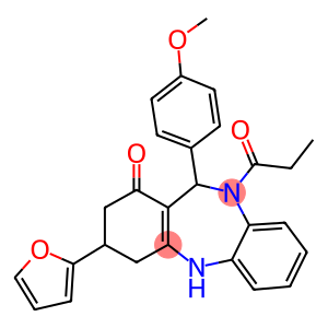 3-(2-furyl)-11-(4-methoxyphenyl)-10-propionyl-2,3,4,5,10,11-hexahydro-1H-dibenzo[b,e][1,4]diazepin-1-one