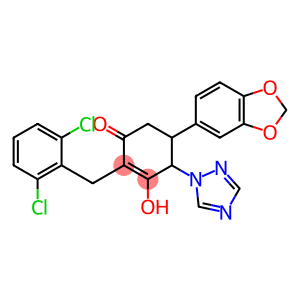 5-(1,3-BENZODIOXOL-5-YL)-2-(2,6-DICHLOROBENZYL)-3-HYDROXY-4-(1H-1,2,4-TRIAZOL-1-YL)-2-CYCLOHEXEN-1-ONE