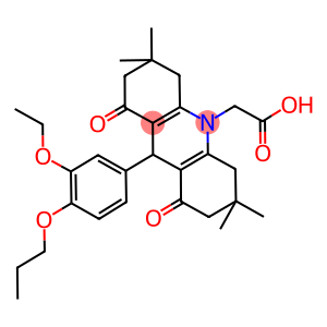 (9-(3-ethoxy-4-propoxyphenyl)-3,3,6,6-tetramethyl-1,8-dioxo-2,3,4,5,6,7,8,9-octahydro-10(1H)-acridinyl)acetic acid