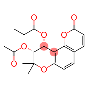 2H,8H-Benzo[1,2-b:3,4-b]dipyran-2-one, 9-(acetyloxy)-9,10-dihydro-8,8-dimethyl-10-(1-oxopropoxy)-, (9R,10R)-