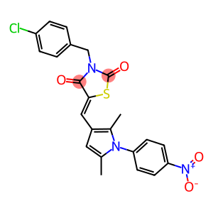 3-(4-chlorobenzyl)-5-[(1-{4-nitrophenyl}-2,5-dimethyl-1H-pyrrol-3-yl)methylene]-1,3-thiazolidine-2,4-dione