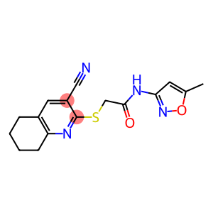 2-[(3-cyano-5,6,7,8-tetrahydro-2-quinolinyl)sulfanyl]-N-(5-methyl-3-isoxazolyl)acetamide
