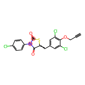 3-(4-chlorophenyl)-5-[3,5-dichloro-4-(2-propynyloxy)benzylidene]-1,3-thiazolidine-2,4-dione