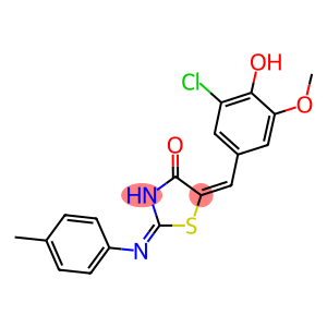 5-(3-chloro-4-hydroxy-5-methoxybenzylidene)-2-[(4-methylphenyl)imino]-1,3-thiazolidin-4-one