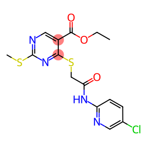 ethyl 4-({2-[(5-chloro-2-pyridinyl)amino]-2-oxoethyl}sulfanyl)-2-(methylsulfanyl)-5-pyrimidinecarboxylate