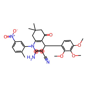 2-amino-1-{5-nitro-2-methylphenyl}-7,7-dimethyl-5-oxo-4-(2,3,4-trimethoxyphenyl)-1,4,5,6,7,8-hexahydroquinoline-3-carbonitrile