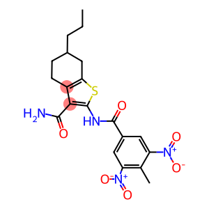 2-({3,5-dinitro-4-methylbenzoyl}amino)-6-propyl-4,5,6,7-tetrahydro-1-benzothiophene-3-carboxamide