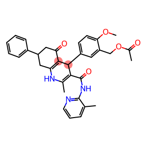 2-methoxy-5-(2-methyl-3-{[(3-methylpyridin-2-yl)amino]carbonyl}-5-oxo-7-phenyl-1,4,5,6,7,8-hexahydroquinolin-4-yl)benzyl acetate