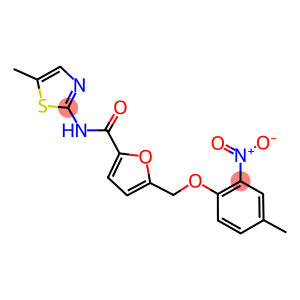 5-({2-nitro-4-methylphenoxy}methyl)-N-(5-methyl-1,3-thiazol-2-yl)-2-furamide
