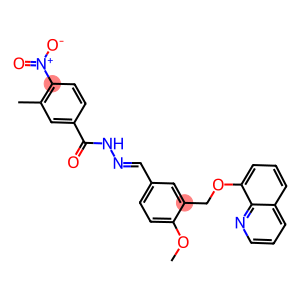 4-nitro-N'-{4-methoxy-3-[(8-quinolinyloxy)methyl]benzylidene}-3-methylbenzohydrazide