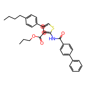 propyl 2-[([1,1'-biphenyl]-4-ylcarbonyl)amino]-4-(4-butylphenyl)-3-thiophenecarboxylate