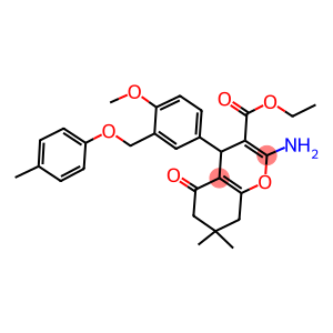 ethyl 2-amino-4-{4-methoxy-3-[(4-methylphenoxy)methyl]phenyl}-7,7-dimethyl-5-oxo-5,6,7,8-tetrahydro-4H-chromene-3-carboxylate