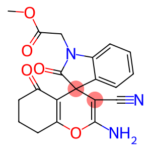 methyl (2'-amino-3'-cyano-2,5'-dioxo-2,3,5',6',7',8'-hexahydrospiro[1H-indole-3,8'-(4'H)-chromene]-1-yl)acetate