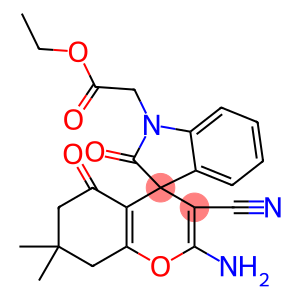 ethyl (2'-amino-3'-cyano-2,5'dioxo-2,3,5',6',7',8'-hexahydro-7',7'-dimethylspiro[1H-indole-3,8'-(4'H)-chromene]-1-yl)acetate