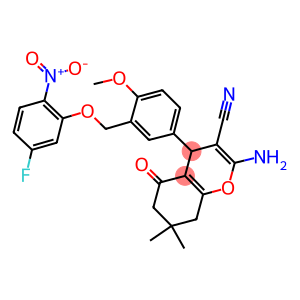 2-amino-4-[3-({5-fluoro-2-nitrophenoxy}methyl)-4-methoxyphenyl]-7,7-dimethyl-5-oxo-5,6,7,8-tetrahydro-4H-chromene-3-carbonitrile