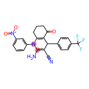 2-amino-1-{3-nitrophenyl}-5-oxo-4-[4-(trifluoromethyl)phenyl]-1,4,5,6,7,8-hexahydro-3-quinolinecarbonitrile