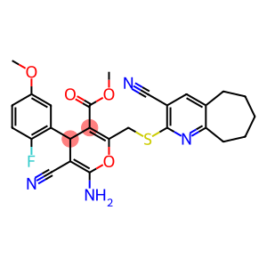 methyl 6-amino-5-cyano-2-{[(3-cyano-6,7,8,9-tetrahydro-5H-cyclohepta[b]pyridin-2-yl)sulfanyl]methyl}-4-(2-fluoro-5-methoxyphenyl)-4H-pyran-3-carboxylate