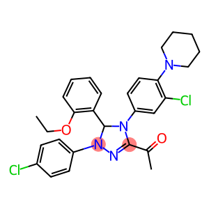 1-[1-(4-chlorophenyl)-4-[3-chloro-4-(1-piperidinyl)phenyl]-5-(2-ethoxyphenyl)-4,5-dihydro-1H-1,2,4-triazol-3-yl]ethanone