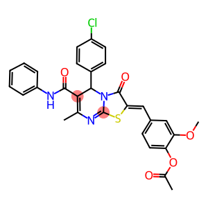 4-[(6-(anilinocarbonyl)-5-(4-chlorophenyl)-7-methyl-3-oxo-5H-[1,3]thiazolo[3,2-a]pyrimidin-2(3H)-ylidene)methyl]-2-methoxyphenyl acetate