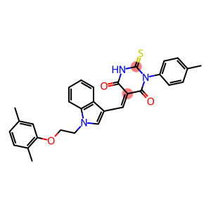 5-({1-[2-(2,5-dimethylphenoxy)ethyl]-1H-indol-3-yl}methylene)-1-(4-methylphenyl)-2-thioxodihydro-4,6(1H,5H)-pyrimidinedione