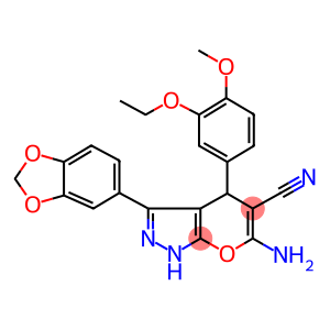 6-amino-3-(1,3-benzodioxol-5-yl)-4-(3-ethoxy-4-methoxyphenyl)-1,4-dihydropyrano[2,3-c]pyrazole-5-carbonitrile