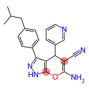 6-amino-3-(4-isobutylphenyl)-4-(3-pyridinyl)-1,4-dihydropyrano[2,3-c]pyrazole-5-carbonitrile