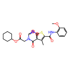 cyclohexyl (6-[(2-methoxyanilino)carbonyl]-5-methyl-4-oxothieno[2,3-d]pyrimidin-3(4H)-yl)acetate