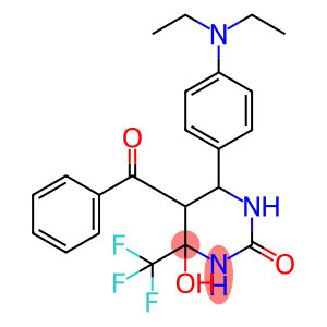 2(1H)-Pyrimidinone, 5-benzoyl-6-[4-(diethylamino)phenyl]tetrahydro-4-hydroxy-4-(trifluoromethyl)-