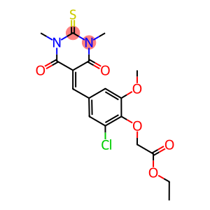 ethyl {2-chloro-4-[(1,3-dimethyl-4,6-dioxo-2-thioxotetrahydro-5(2H)-pyrimidinylidene)methyl]-6-methoxyphenoxy}acetate