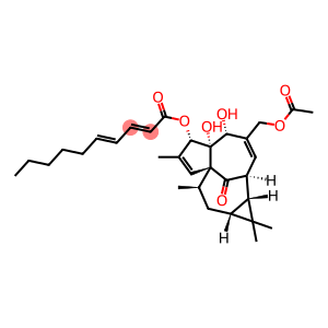 (2E,4E)-2,4-Decadienoic acid (1aR,2S,5R,5aS,6S,8aS,9R,10aR)-4-[(acetyloxy)methyl]-1a,2,5,5a,6,9,10,10a-octahydro-5,5a-dihydroxy-1,1,7,9-tetramethyl-11-oxo-1H-2,8a-methanocyclopenta[a]cyclopropa[e]cyclodecen-6-yl ester