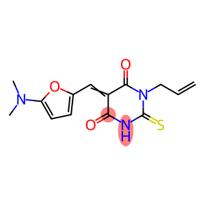 4,6(1H,5H)-Pyrimidinedione,  5-[[5-(dimethylamino)-2-furanyl]methylene]dihydro-1-(2-propenyl)-2-thioxo-  (9CI)