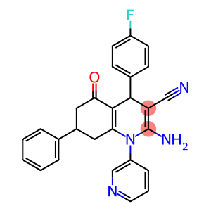 3-Quinolinecarbonitrile, 2-amino-4-(4-fluorophenyl)-1,4,5,6,7,8-hexahydro-5-oxo-7-phenyl-1-(3-pyridinyl)-