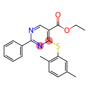 ETHYL 4-[(2,5-DIMETHYLPHENYL)SULFANYL]-2-PHENYL-5-PYRIMIDINECARBOXYLATE