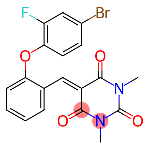 5-([2-(4-BROMO-2-FLUOROPHENOXY)PHENYL]METHYLENE)-1,3-DIMETHYL-2,4,6(1H,3H,5H)-PYRIMIDINETRIONE