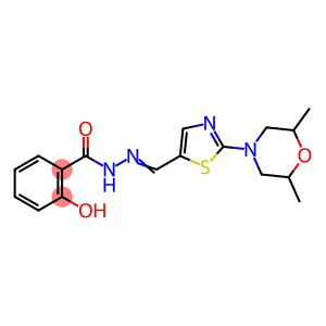 N'-((E)-[2-(2,6-DIMETHYLMORPHOLINO)-1,3-THIAZOL-5-YL]METHYLIDENE)-2-HYDROXYBENZENECARBOHYDRAZIDE