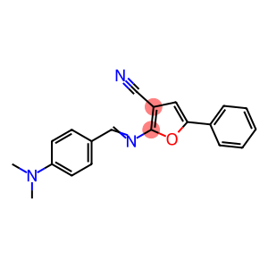 2-(((E)-[4-(DIMETHYLAMINO)PHENYL]METHYLIDENE)AMINO)-5-PHENYL-3-FURONITRILE