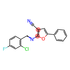 2-[(E)-[(2-chloro-4-fluorophenyl)methylidene]amino]-5-phenylfuran-3-carbonitrile
