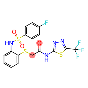 2-[(2-([(4-FLUOROPHENYL)SULFONYL]AMINO)PHENYL)SULFANYL]-N-[5-(TRIFLUOROMETHYL)-1,3,4-THIADIAZOL-2-YL]ACETAMIDE