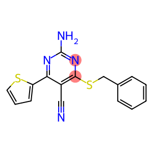 2-AMINO-4-(BENZYLSULFANYL)-6-(2-THIENYL)-5-PYRIMIDINECARBONITRILE
